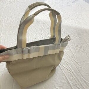 Kate Spade New York Beige Nylon Street Garri Tote Bag Zip Pocket Bow Sparkle